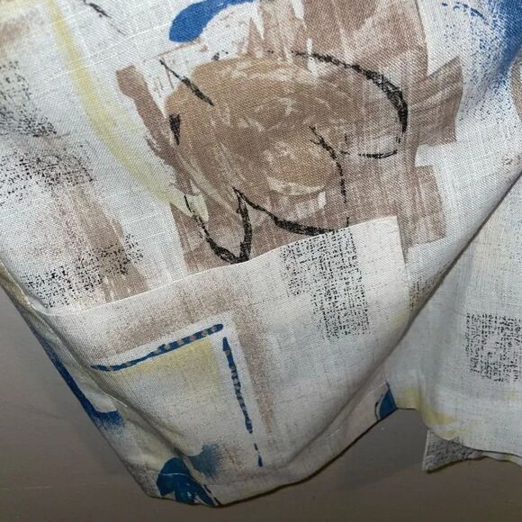 Jeanne Blue Beige Floral Linen Blend Short Sleeve Blazer Jacket - Picture 4 of 8